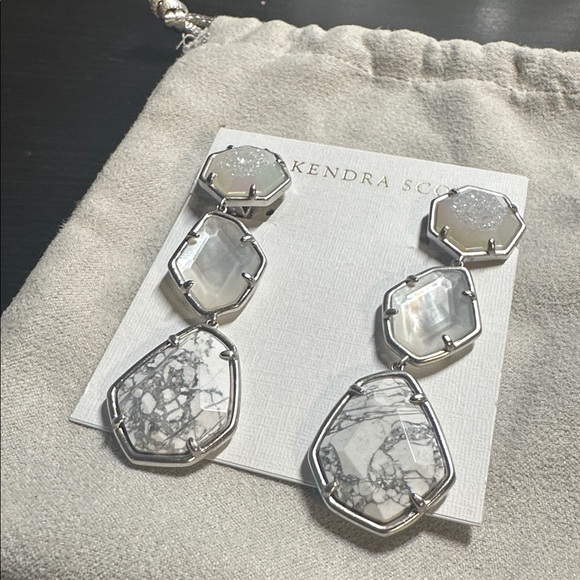 Kendra Scott EUC White Mix Clip on Nina Earrings - Picture 7 of 7